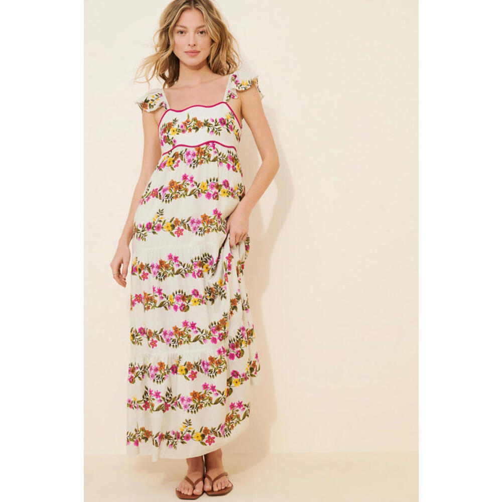 Anthropologie x Saylor - Floral Print Maxi Dress with Tie Back, Size M
